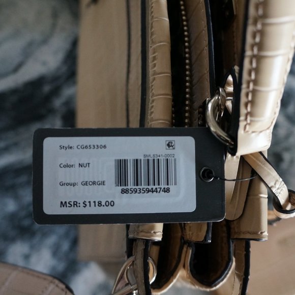 GUESS Women's Georgie Satchel Nut Handbag with matching wallet. - Picture 8 of 14